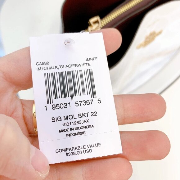 Coach CA582 Mollie Bucket Bag 22 In Signature Canvas In Gold/Chalk/Glacierwhite - Picture 8 of 8